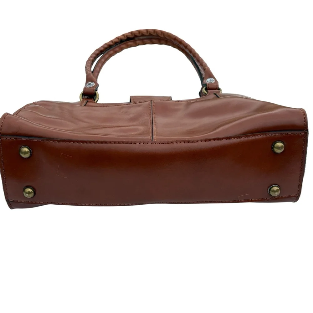Patricia Nash Leather Shoulder Bag Tan Brown Tote Satchel Double Strap Purse
